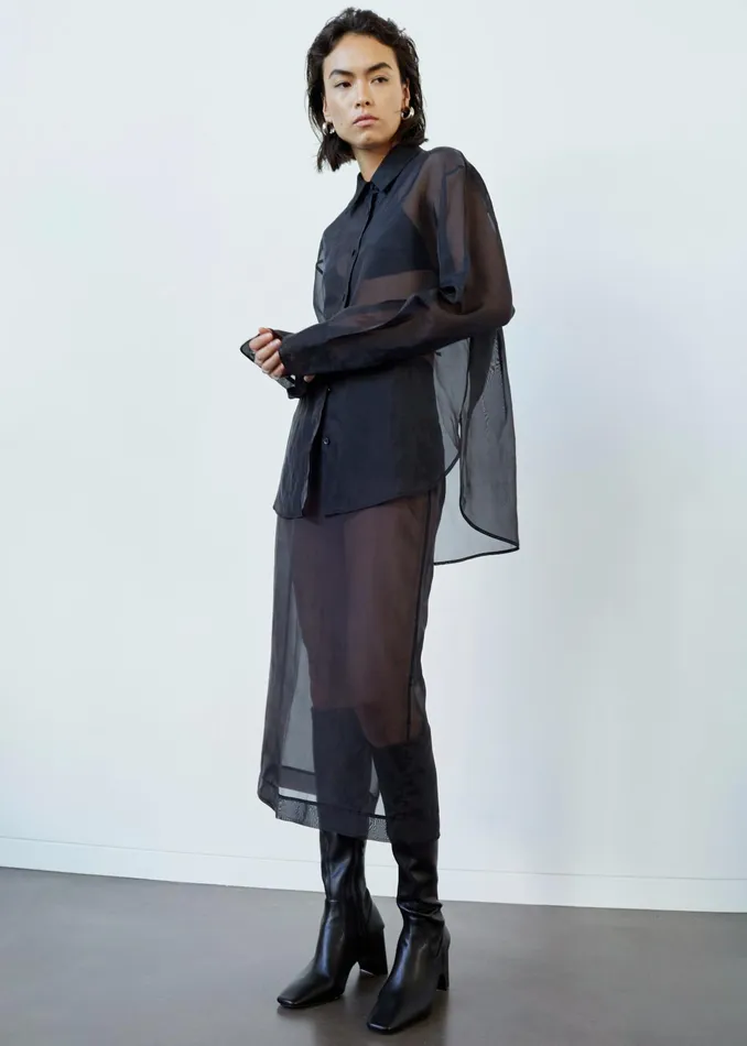 The Frankie Shop Tops Peri Sheer Shirt 8211 Black 8211 Women