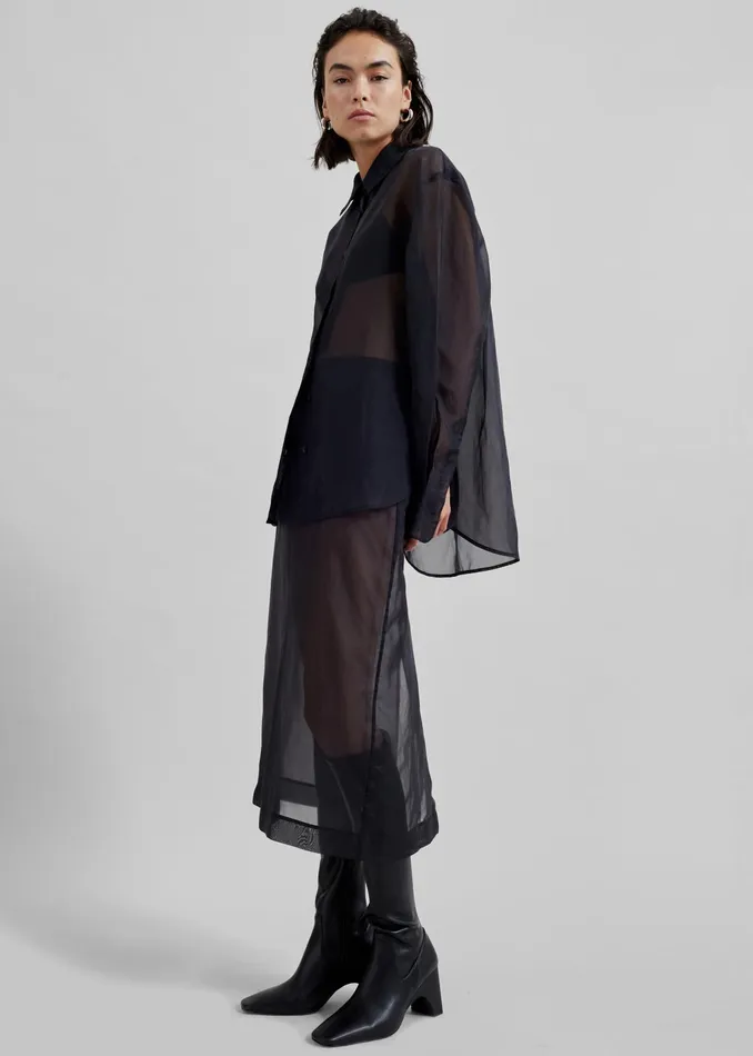 The Frankie Shop Tops Peri Sheer Shirt 8211 Black 8211 Women