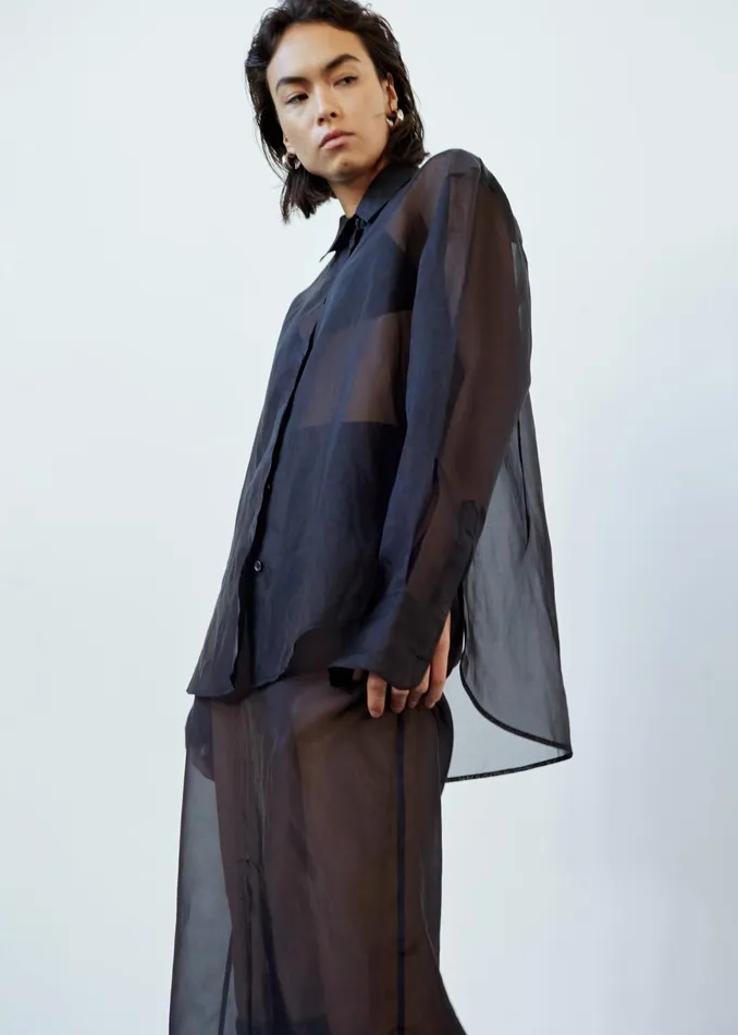 The Frankie Shop Tops Peri Sheer Shirt 8211 Black 8211 Women