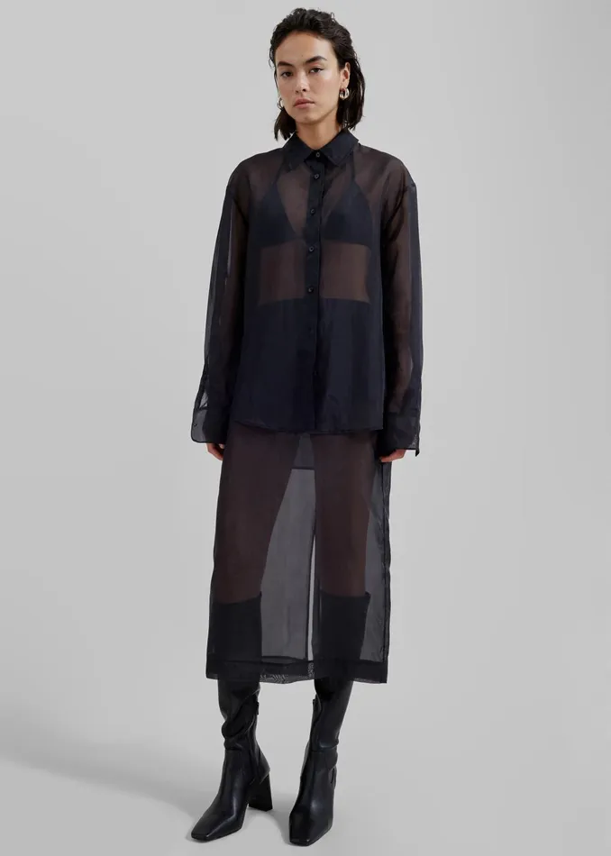 The Frankie Shop Tops Peri Sheer Shirt 8211 Black 8211 Women