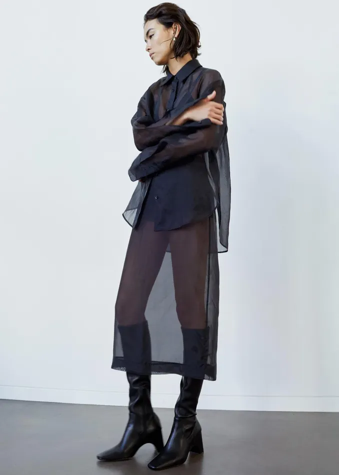 The Frankie Shop Tops Peri Sheer Shirt 8211 Black 8211 Women
