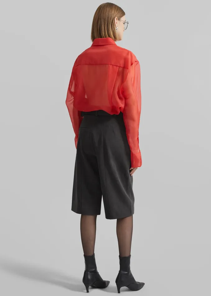 The Frankie Shop Tops Peri Sheer Shirt 8211 Red 8211 Women