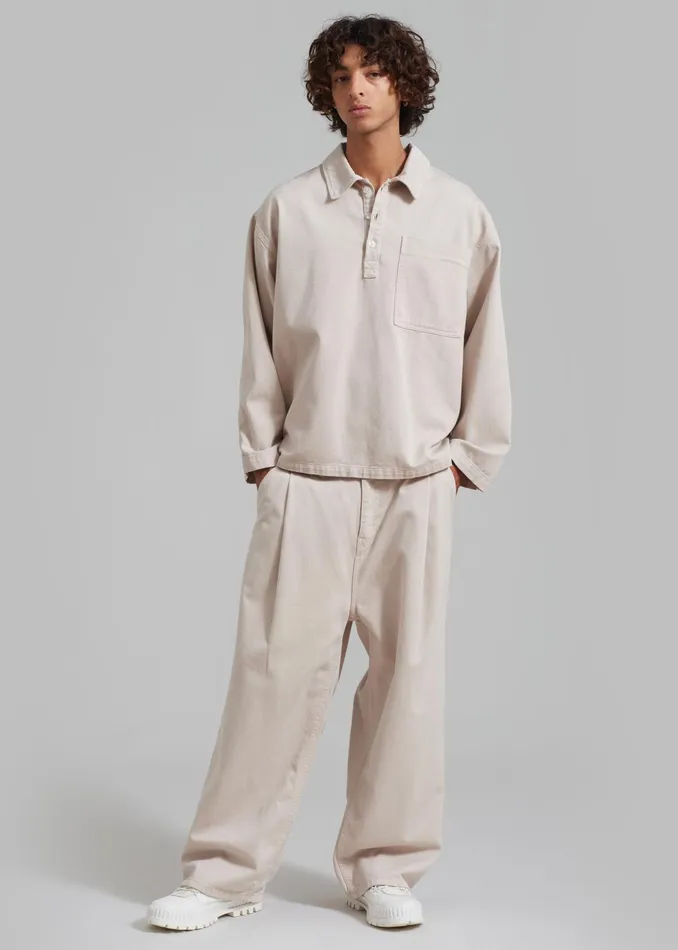 The Frankie Shop Tops Ray Popover Denim Shirt 8211 Natural 8211 Men