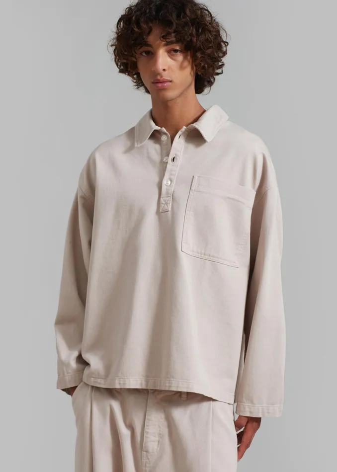 The Frankie Shop Tops Ray Popover Denim Shirt 8211 Natural 8211 Men