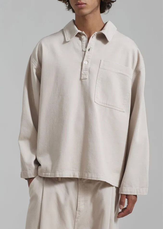 The Frankie Shop Tops Ray Popover Denim Shirt 8211 Natural 8211 Men