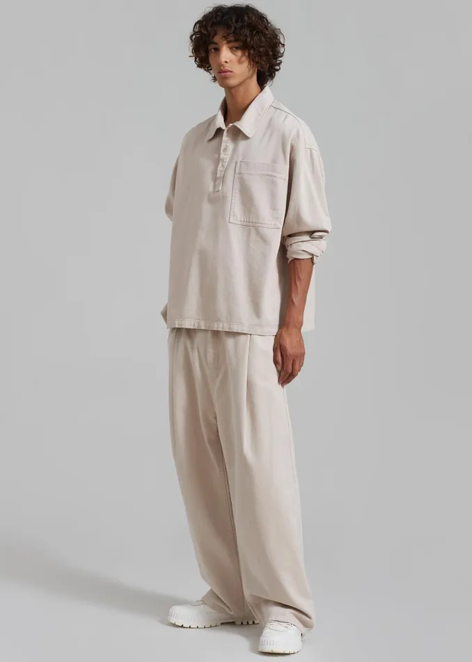 The Frankie Shop Tops Ray Popover Denim Shirt 8211 Natural 8211 Men
