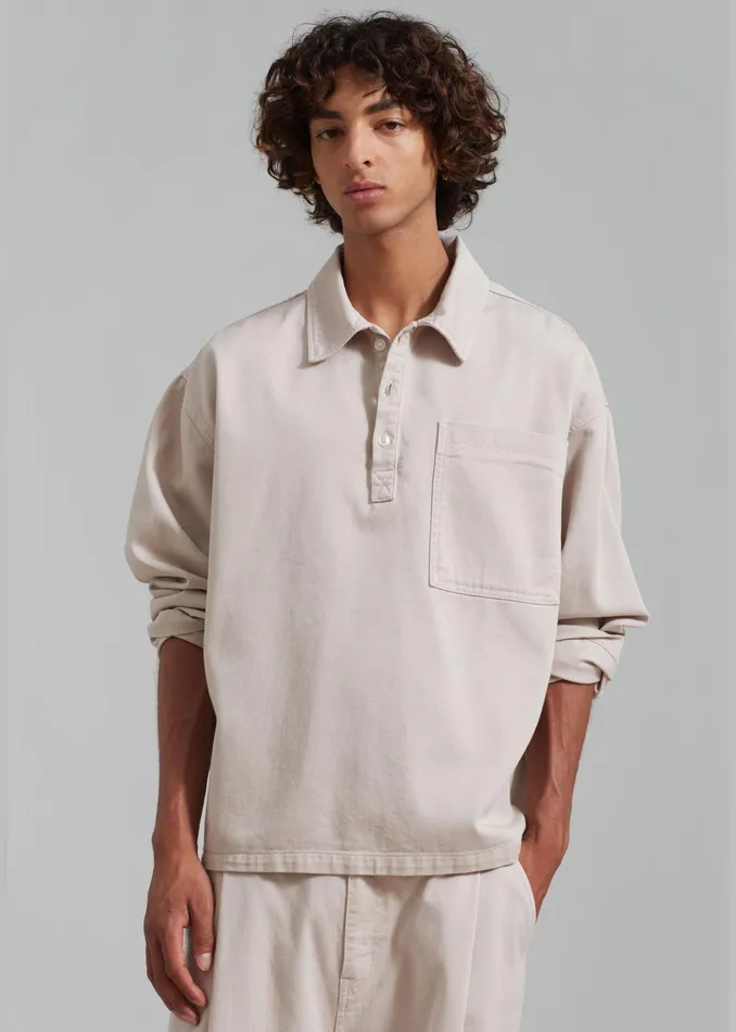 The Frankie Shop Tops Ray Popover Denim Shirt 8211 Natural 8211 Men