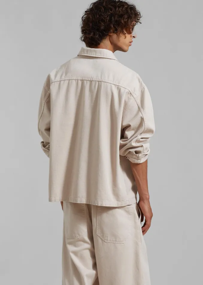 The Frankie Shop Tops Ray Popover Denim Shirt 8211 Natural 8211 Men
