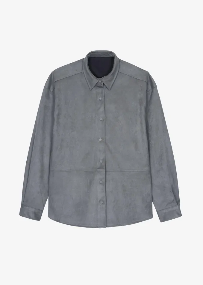 The Frankie Shop Tops Regina Faux Suede Shirt 8211 Slate Grey 8211 Women