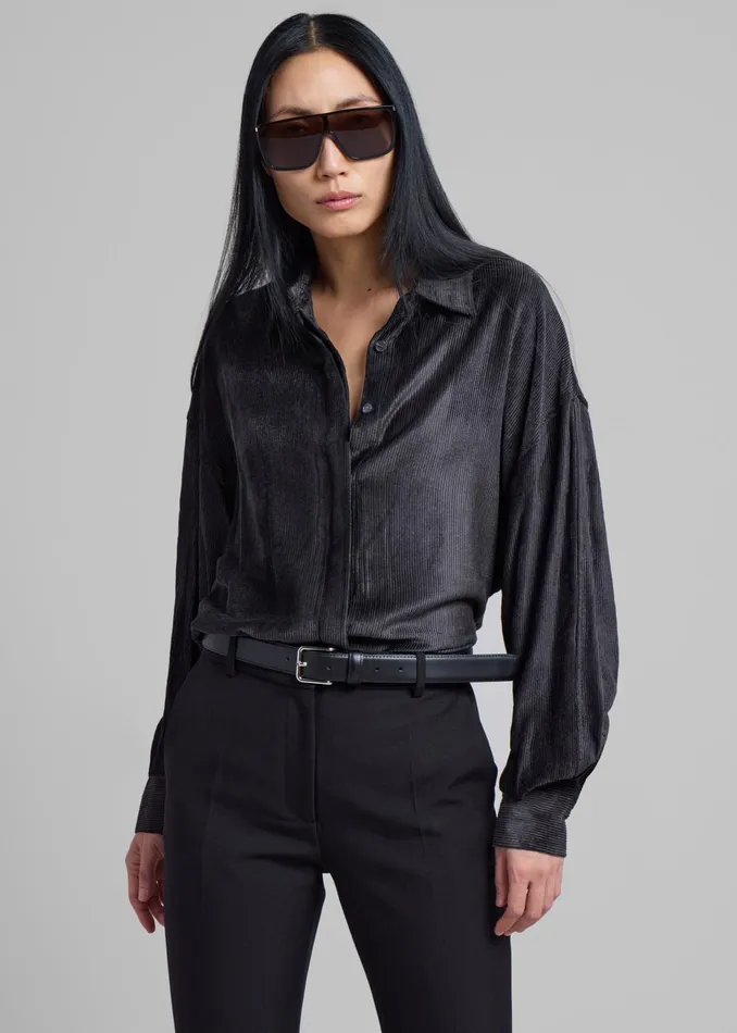 The Frankie Shop Tops Serin Corduroy Shirt 8211 Black 8211 Women