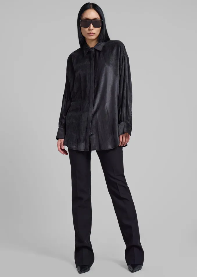 The Frankie Shop Tops Serin Corduroy Shirt 8211 Black 8211 Women