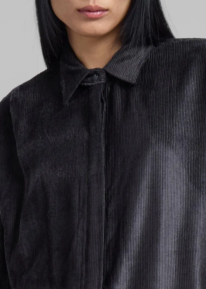 The Frankie Shop Tops Serin Corduroy Shirt 8211 Black 8211 Women