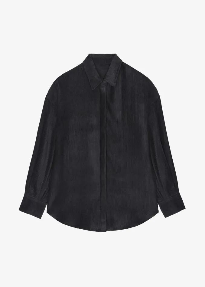 The Frankie Shop Tops Serin Corduroy Shirt 8211 Black 8211 Women