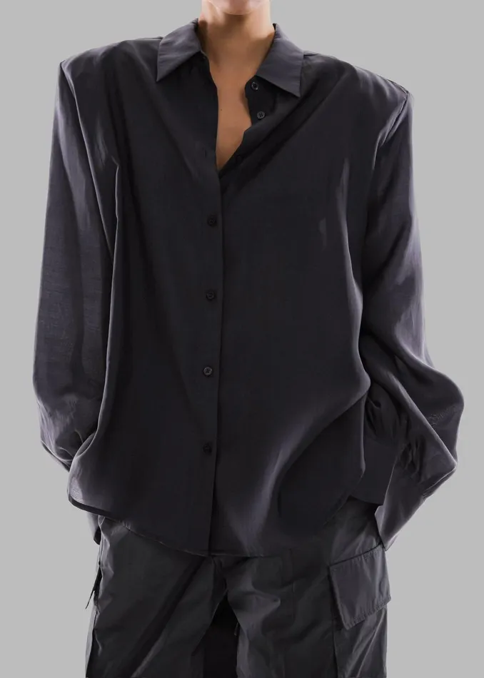 The Frankie Shop Tops Zoula Padded Shirt 8211 Charcoal 8211 Women