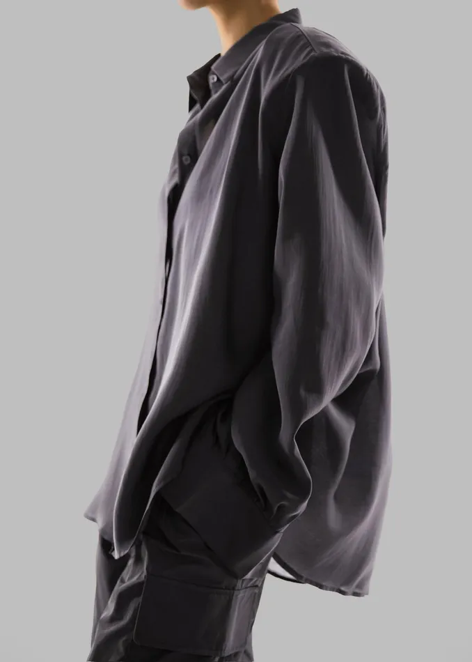 The Frankie Shop Tops Zoula Padded Shirt 8211 Charcoal 8211 Women