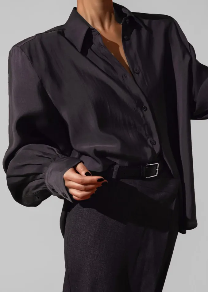 The Frankie Shop Tops Zoula Padded Shirt 8211 Charcoal 8211 Women