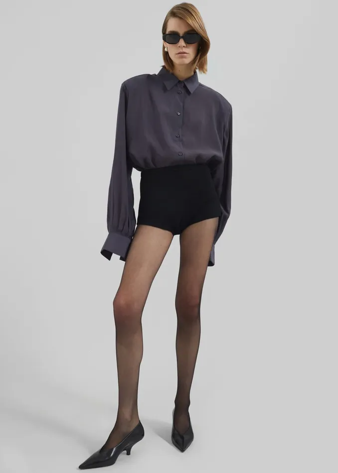 The Frankie Shop Tops Zoula Padded Shirt 8211 Charcoal 8211 Women