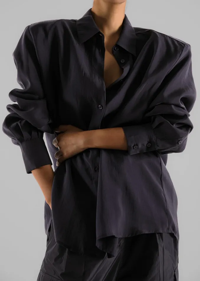 The Frankie Shop Tops Zoula Padded Shirt 8211 Charcoal 8211 Women