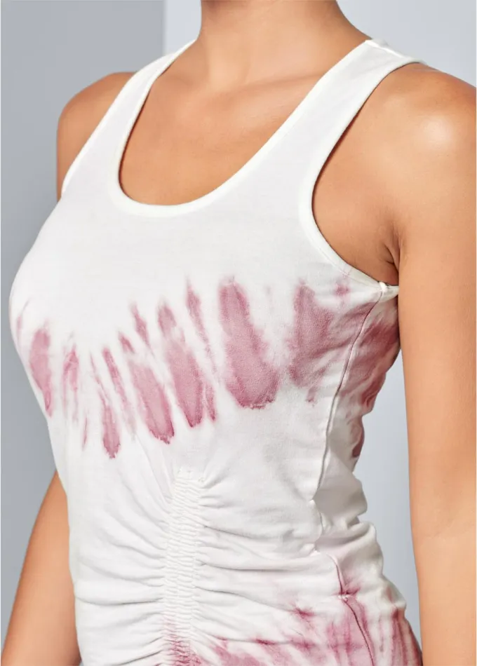 TIE DYE RUCHED LOUNGE DRESS White and Purple Women VENUS Casual Dresses