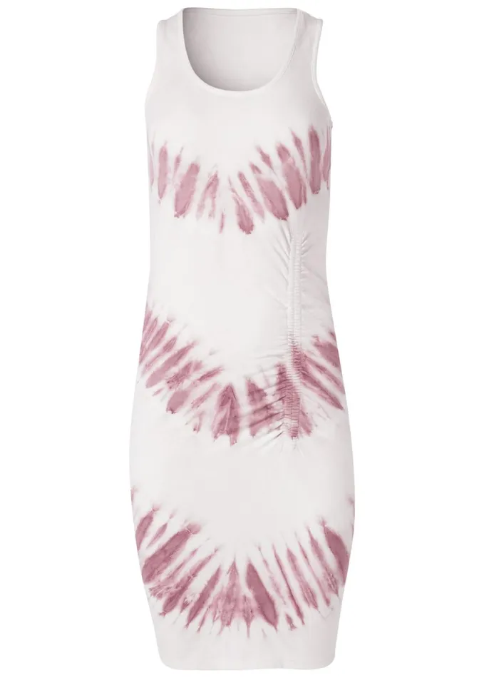 TIE DYE RUCHED LOUNGE DRESS White and Purple Women VENUS Casual Dresses