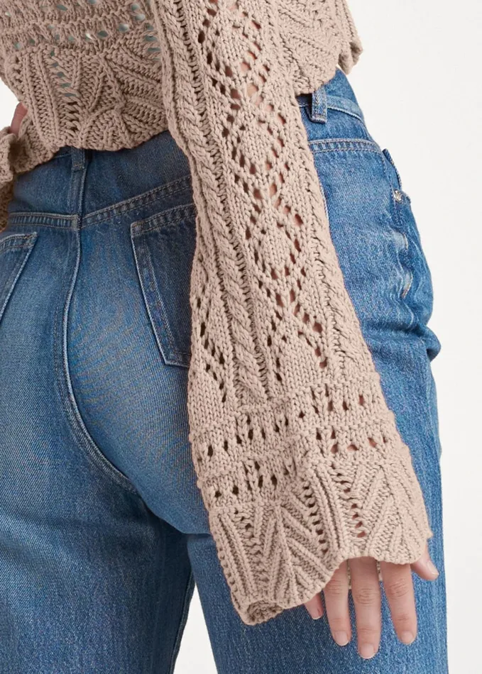 TIEFRONT CROPPED CARDIGAN Taupe Women VENUS Cardigans and Dusters