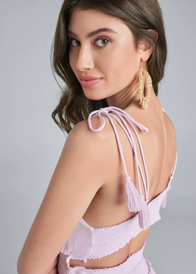 TIERED LACE TRIM MAXI DRESS Lilac Women VENUS Sundresses