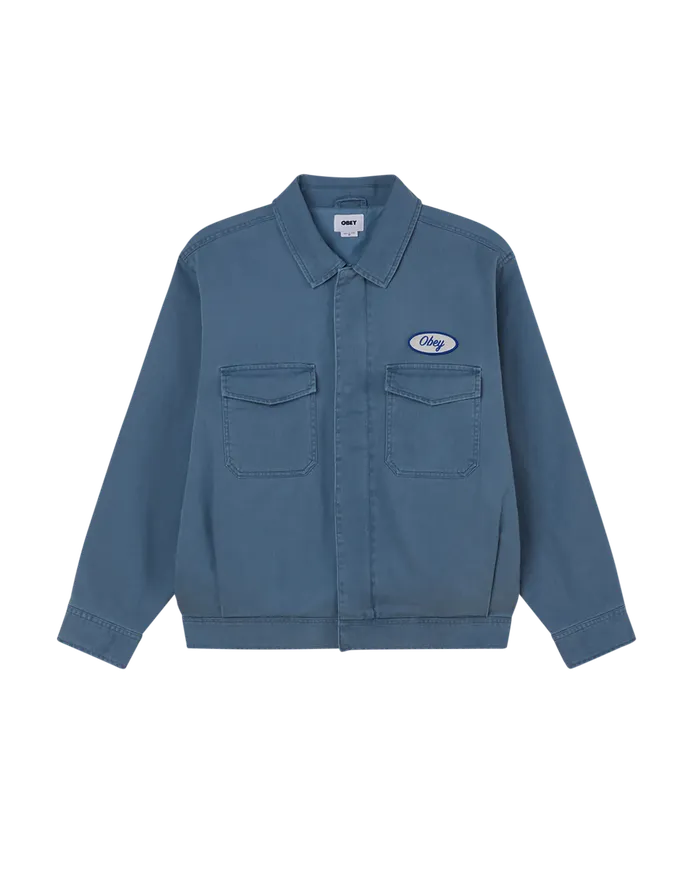 TILTON WORK JACKET Dull Blue Faded Wash Men JACKETS OBEY Clothing