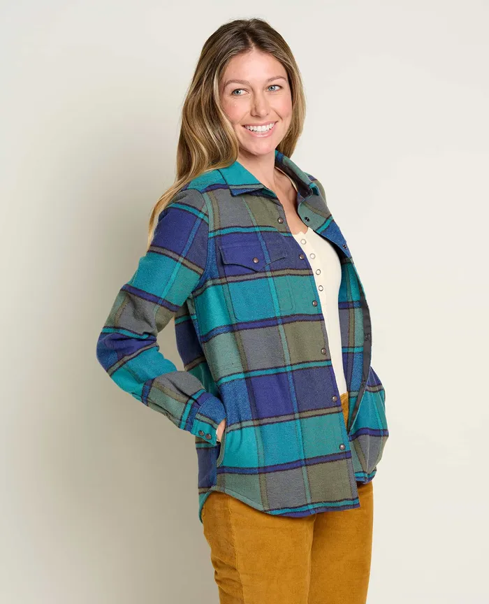 Tops and TShirts Women8217s Folk Yeah Shirt Jacket Cyan ToadandCo