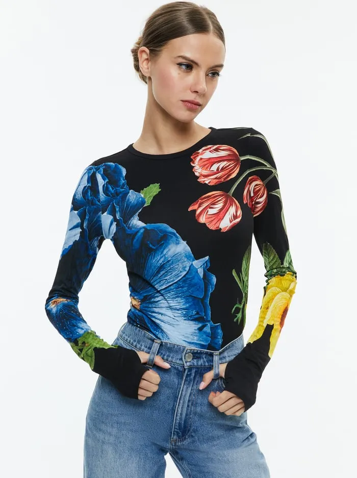 Tops Women Alice Olivia Delaina Long Sleeve Top Le Parisien Black