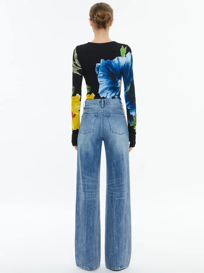 Tops Women Alice Olivia Delaina Long Sleeve Top Le Parisien Black