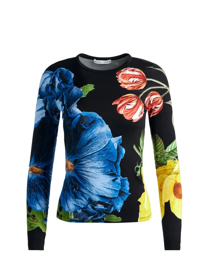Tops Women Alice Olivia Delaina Long Sleeve Top Le Parisien Black