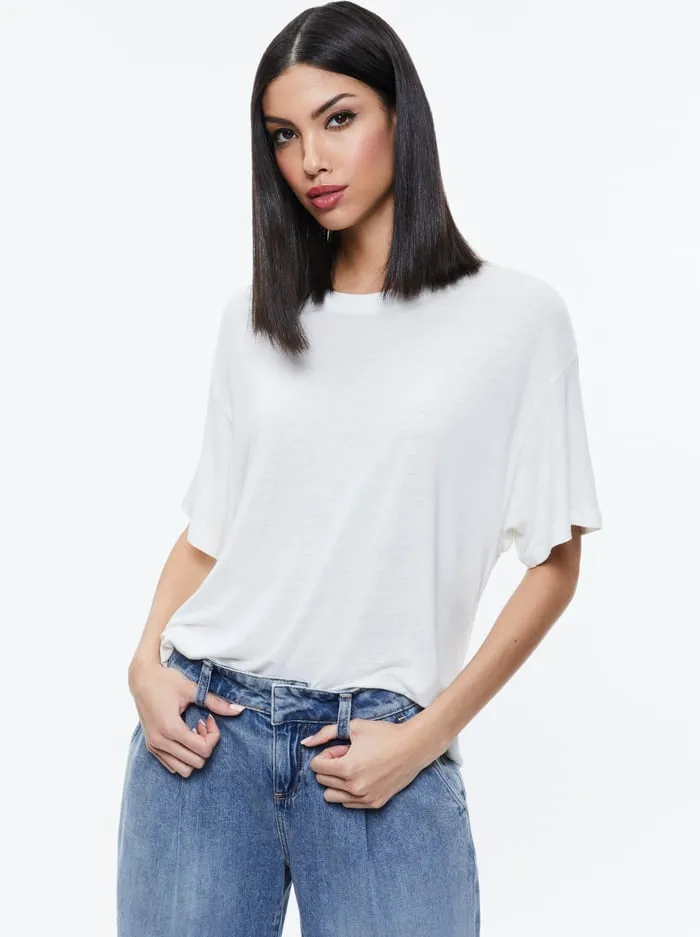 Tops Women Alice Olivia Evan Oversized Tee Off White
