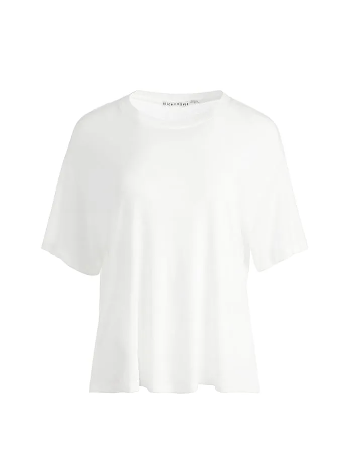 Tops Women Alice Olivia Evan Oversized Tee Off White