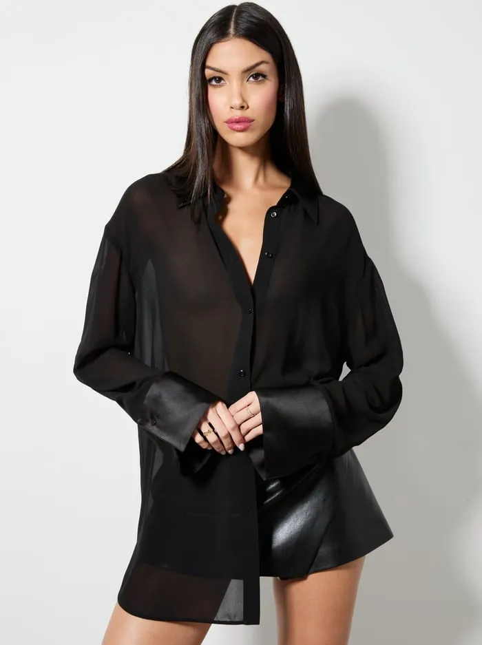 Tops Women Alice Olivia Finely Button Down Black