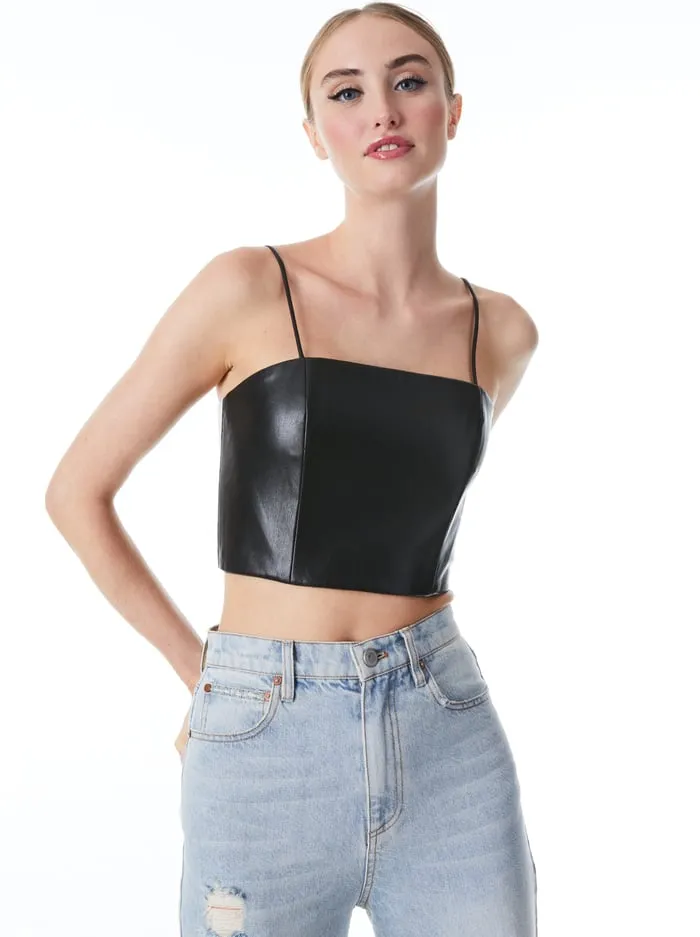 Tops Women Alice Olivia Pearle Vegan Bustier Black