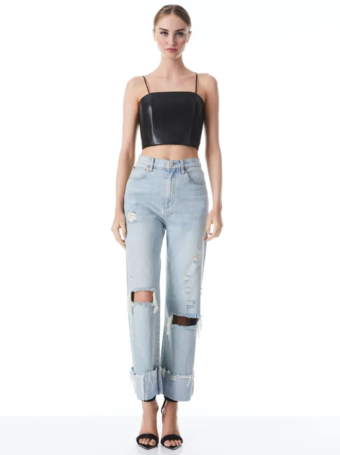 Tops Women Alice Olivia Pearle Vegan Bustier Black