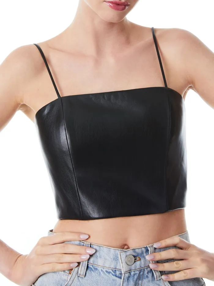 Tops Women Alice Olivia Pearle Vegan Bustier Black