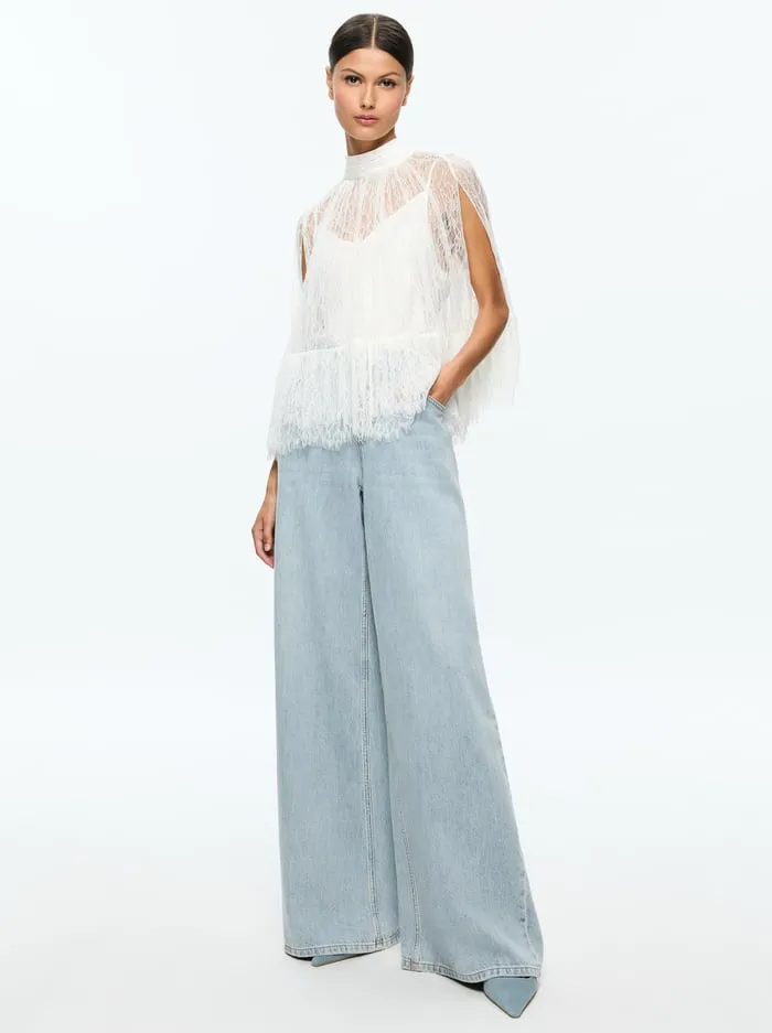 Tops Women Alice Olivia Zenon Top With Cami Off White