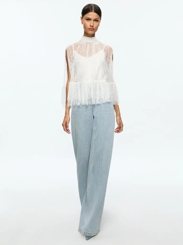 Tops Women Alice Olivia Zenon Top With Cami Off White
