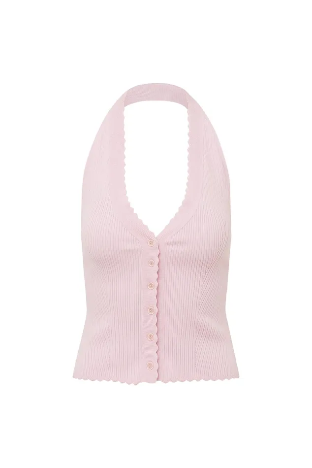 Tops Women LoveShackFancy Eterna Halter Knit Top Cherry Blossom