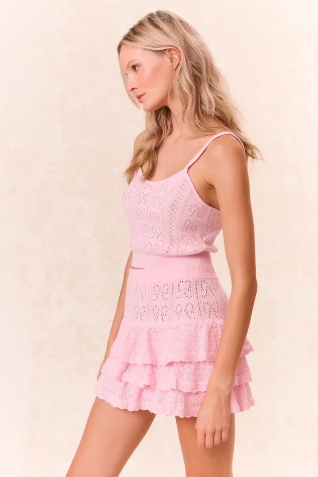 Tops Women LoveShackFancy Fane Bow Pointelle Tank Top Ballerina Pink