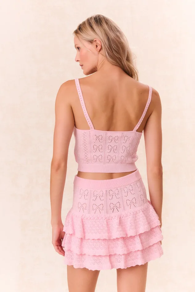 Tops Women LoveShackFancy Fane Bow Pointelle Tank Top Ballerina Pink