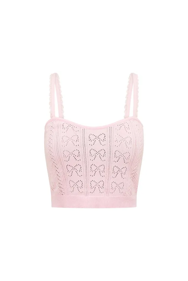Tops Women LoveShackFancy Fane Bow Pointelle Tank Top Ballerina Pink