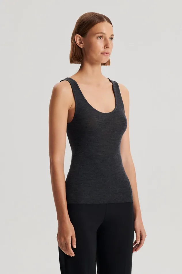 Tops Women Scanlan Theodore BABYWOOL SINGLET Charcoal All Tops Women Scanlan Theodore BABYWOOL SINGLET Charcoal All