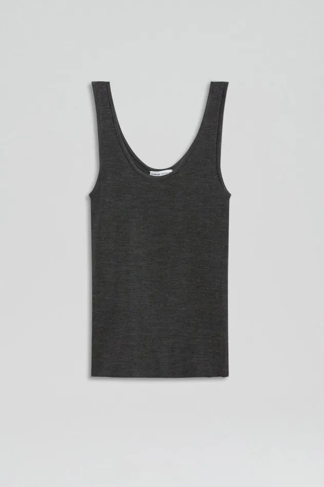 Tops Women Scanlan Theodore BABYWOOL SINGLET Charcoal All Tops Women Scanlan Theodore BABYWOOL SINGLET Charcoal All