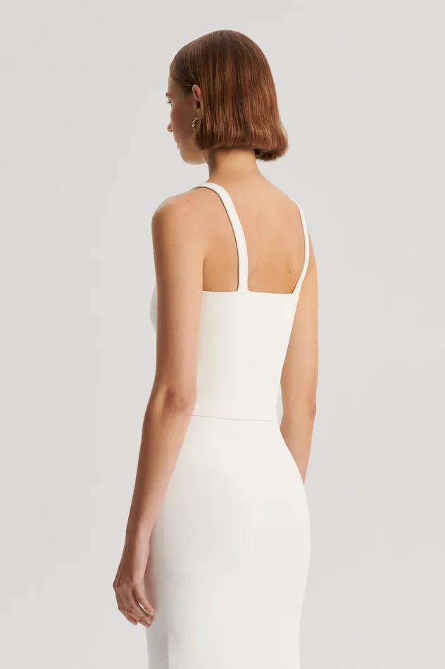 Tops Women Scanlan Theodore CREPE KNIT SQUARE CAMISOLE Cream Tops Women Scanlan Theodore CREPE KNIT SQUARE CAMISOLE Cream