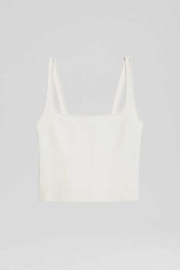 Tops Women Scanlan Theodore CREPE KNIT SQUARE CAMISOLE Cream Tops Women Scanlan Theodore CREPE KNIT SQUARE CAMISOLE Cream