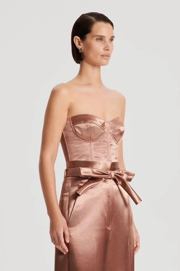 Tops Women Scanlan Theodore FRENCH SATIN BUSTIER Cinnamon Tops Women Scanlan Theodore FRENCH SATIN BUSTIER Cinnamon