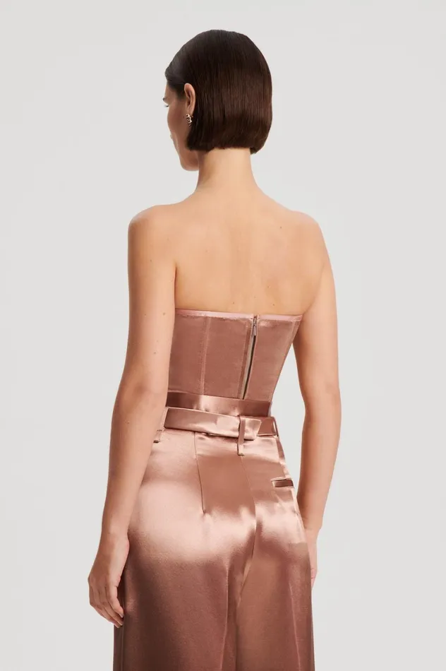 Tops Women Scanlan Theodore FRENCH SATIN BUSTIER Cinnamon Tops Women Scanlan Theodore FRENCH SATIN BUSTIER Cinnamon