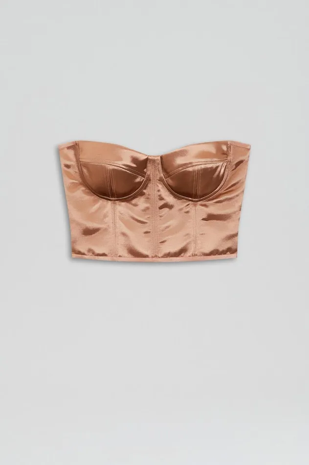Tops Women Scanlan Theodore FRENCH SATIN BUSTIER Cinnamon Tops Women Scanlan Theodore FRENCH SATIN BUSTIER Cinnamon